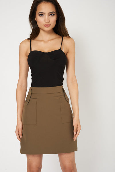 A-Line Skirt With Snapped Front Pockets Ex-Branded Available In Plus Sizes