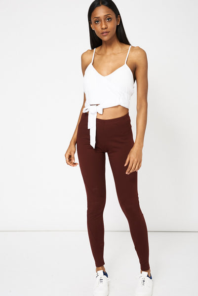 White Belted Spaghetti Strap Crop Top