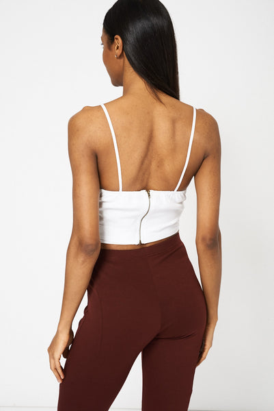 White Belted Spaghetti Strap Crop Top