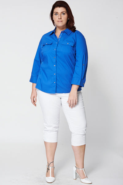 Blue Roll Up Sleeve Shirt