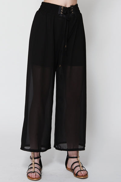 Black Sheer Wide Leg Trouser