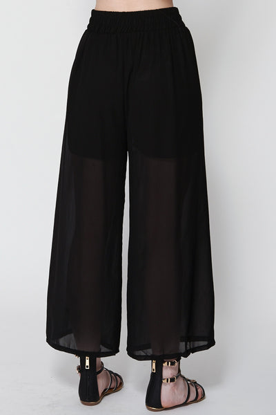 Black Sheer Wide Leg Trouser