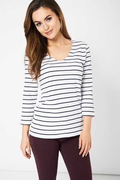 V-Neck Striped Top