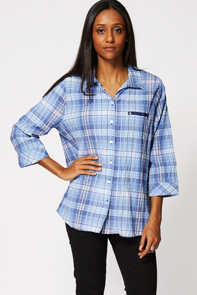 Checkered Crinkle Detail Shirt