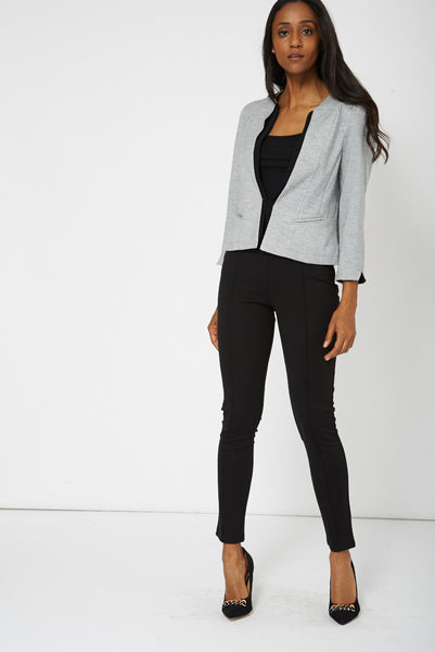 Grey 3/4 Sleeve Crop Blazer