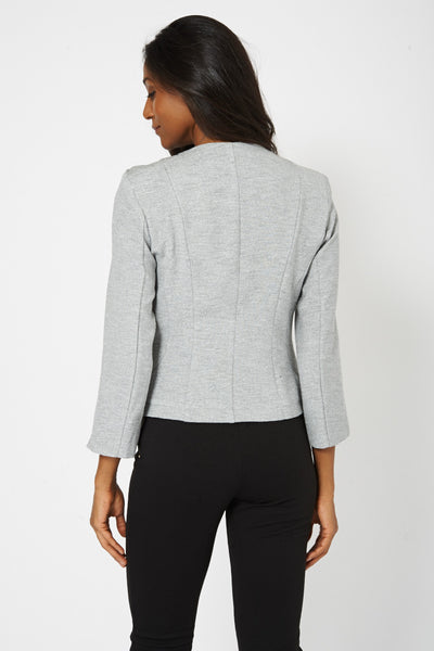 Grey 3/4 Sleeve Crop Blazer