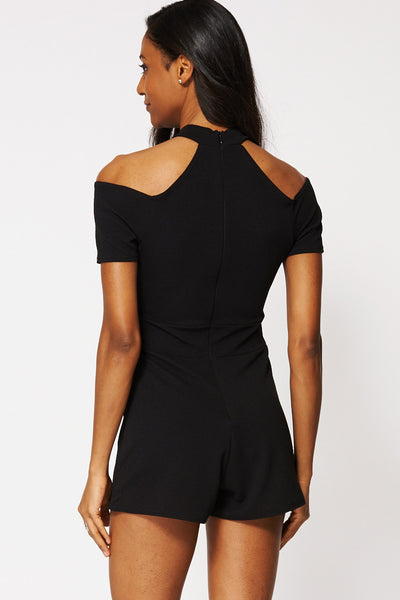 Black Cold Shoulder Playsuit Ex-Branded