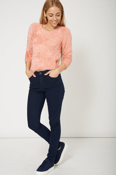 Warm Soft Fluffy Pink Jumper Ex-Branded Also Available In Plus Sizes