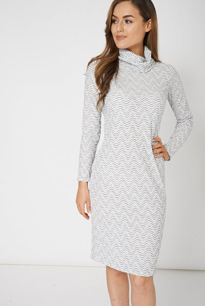 Zigzag High Neck Textured Bodycon Dress