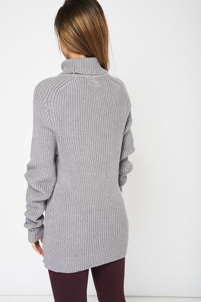 Grey High Neck Knitted Jumper