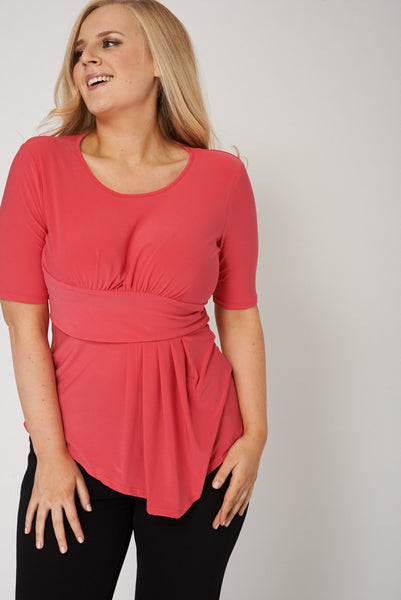 Irregular Cut Hem Pleated Top