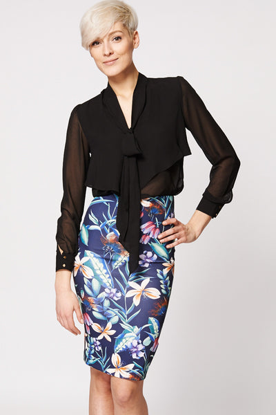 Floral Print Pencil Skirt