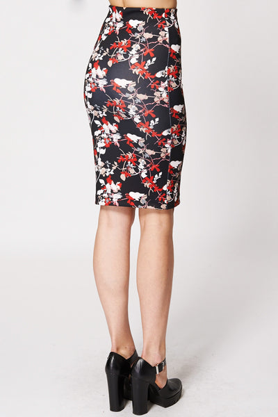 Patterned Midi Pencil Scuba Skirt
