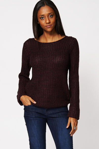 Loose Knit Sweater In Plum Ex-Branded