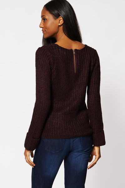 Loose Knit Sweater In Plum Ex-Branded