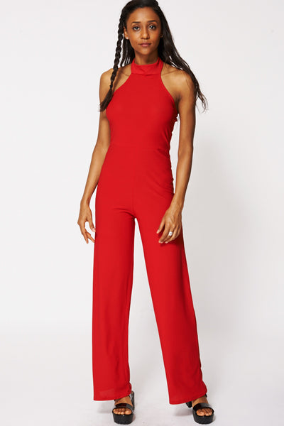 Red Halterneck Backless Jumpsuit Ex-Branded