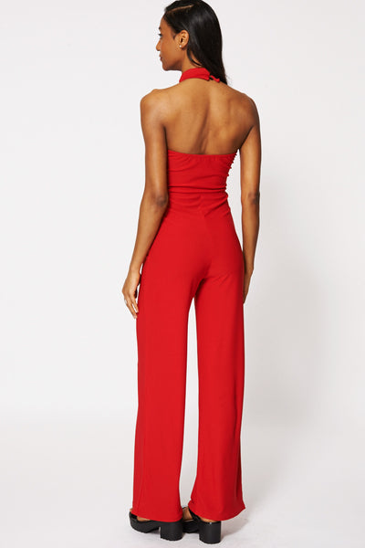 Red Halterneck Backless Jumpsuit Ex-Branded