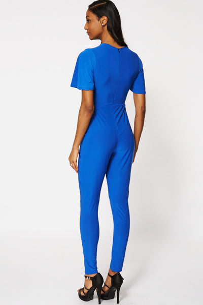 Blue V-Neck Stretch Jumpsuit Ex-Branded