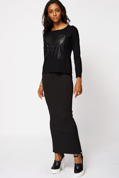 Black Scuba Maxi Skirt