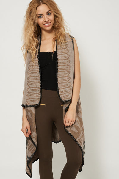 Sleeveless Soft Warm Knitted Waterfall Cardigan