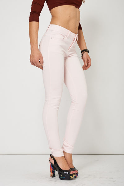 Soft Pink Slim Jeggings Casual Wear