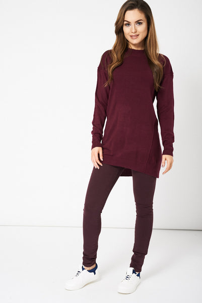 Burgundy Textured Side Panel Jumper Ex-Branded