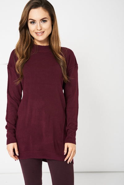 Burgundy Textured Side Panel Jumper Ex-Branded