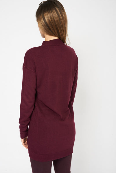 Burgundy Textured Side Panel Jumper Ex-Branded