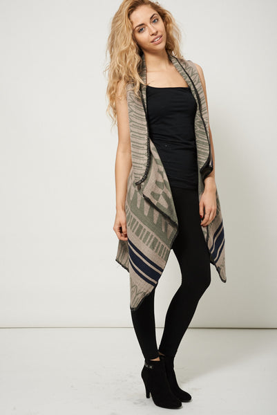 Sleeveless Multi-Coloured Waterfall Cardigan