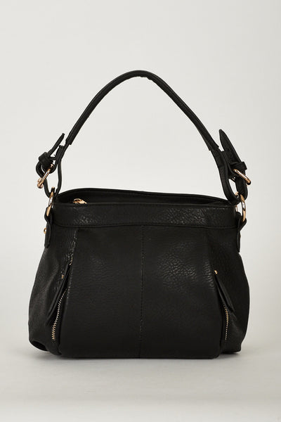 Zip Detail Double Pocket Shoulder Bag