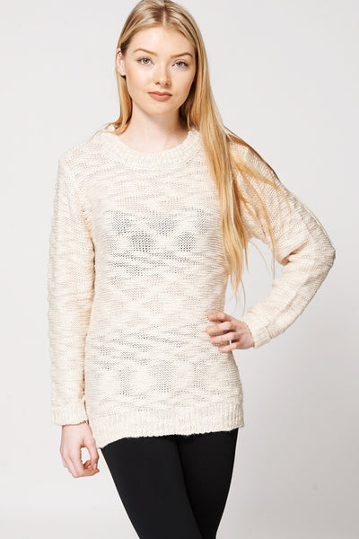 Burnout Wave Neckline Knitted Jumper Ex-Branded