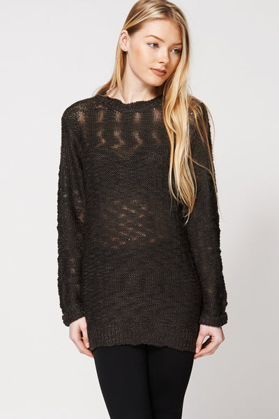 Burnout Wave Neckline Knitted Jumper Ex-Branded