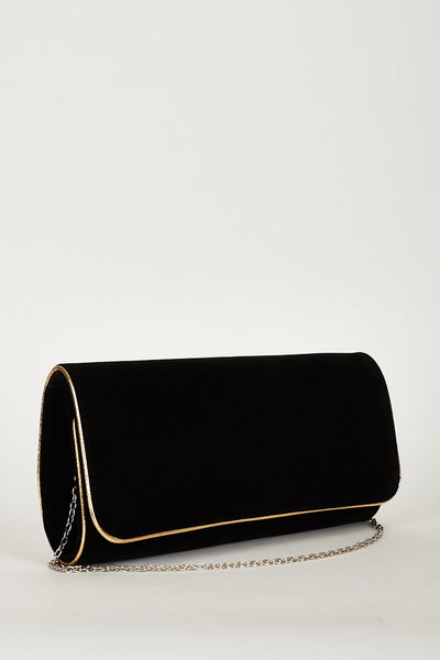 Beautiful Velvety Look Ladies Clutch Bag With Golden Border