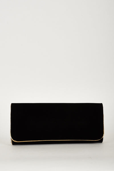 Beautiful Velvety Look Ladies Clutch Bag With Golden Border