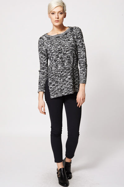 Monochrome Hi Low Split Knitted Jumper Ex-Branded