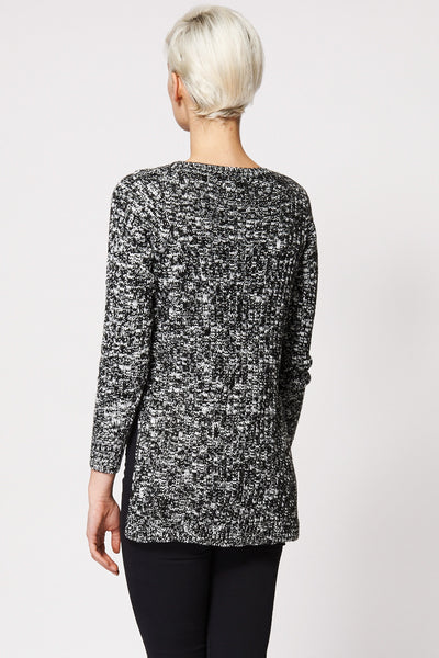 Monochrome Hi Low Split Knitted Jumper Ex-Branded