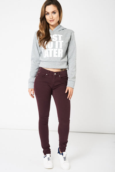 Burgundy Skinny Jeans Ex-Branded Available In Plus Sizes