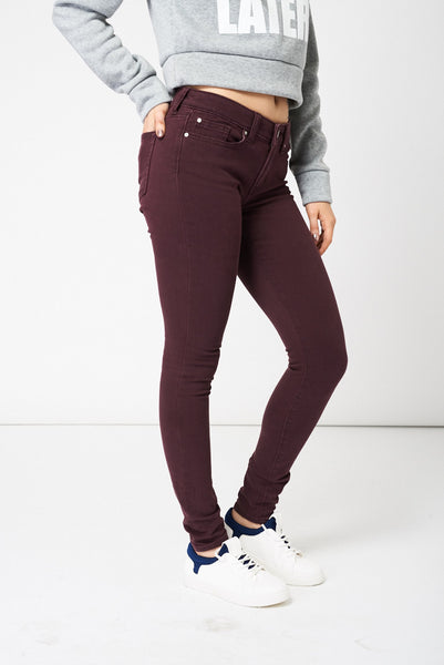 Burgundy Skinny Jeans Ex-Branded Available In Plus Sizes