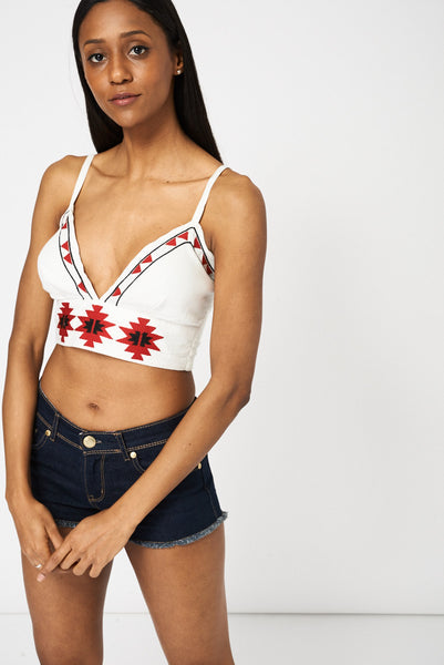 Cream Embroidered Bralet Top