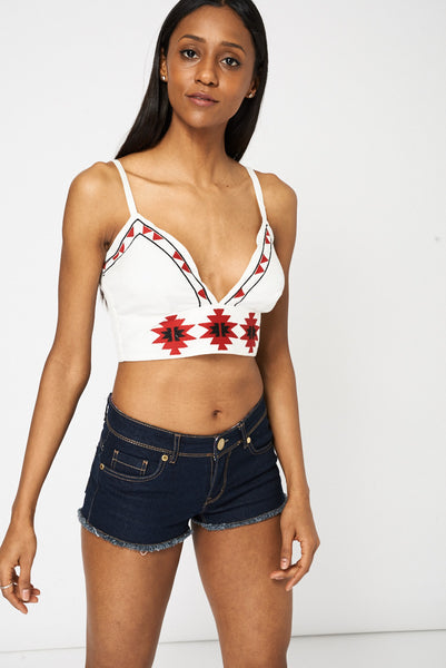 Cream Embroidered Bralet Top