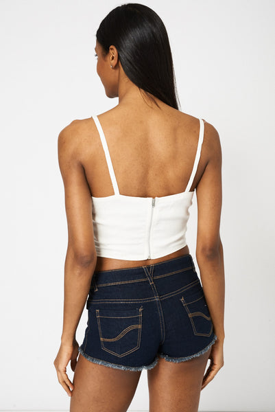 Cream Embroidered Bralet Top