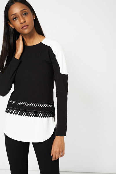 Black And White Cut Out Design Top