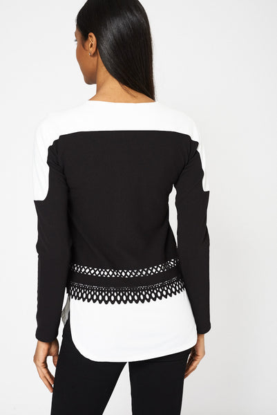 Black And White Cut Out Design Top