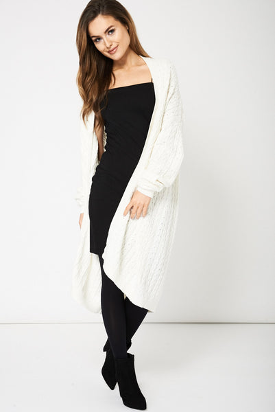 Cream Boyfriend Style Cable Knit Cardigan