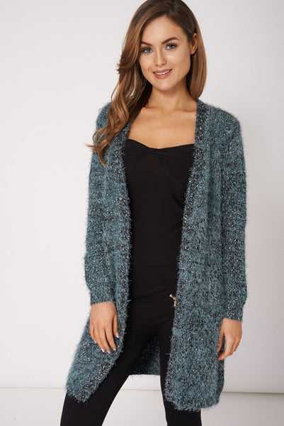 Green Fluffy Feel Knitted Cardigan Ex-Branded