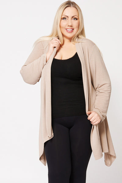 Colour Block Hanky Hem Open Cardigan