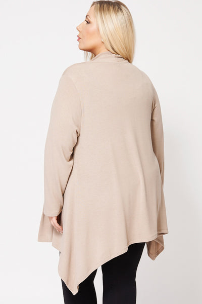 Colour Block Hanky Hem Open Cardigan