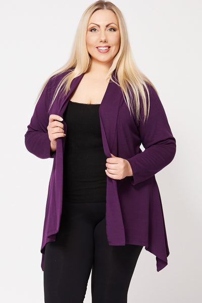 Colour Block Hanky Hem Open Cardigan