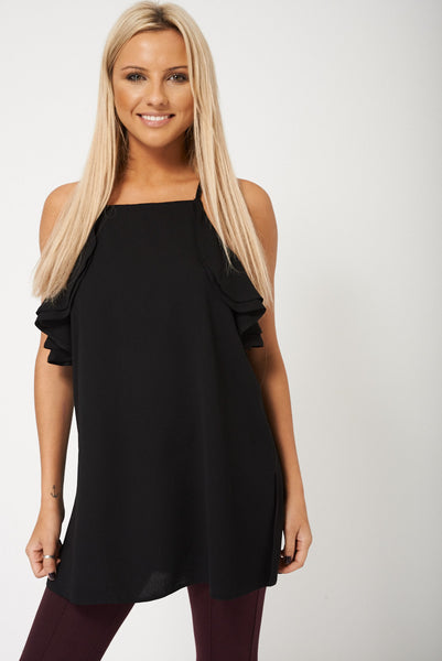 Strappy Back Top In Black For Ladies