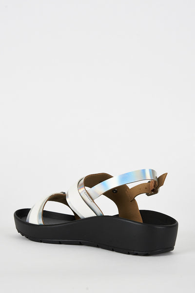 Silver Double Strap Cleated Sole Sandal